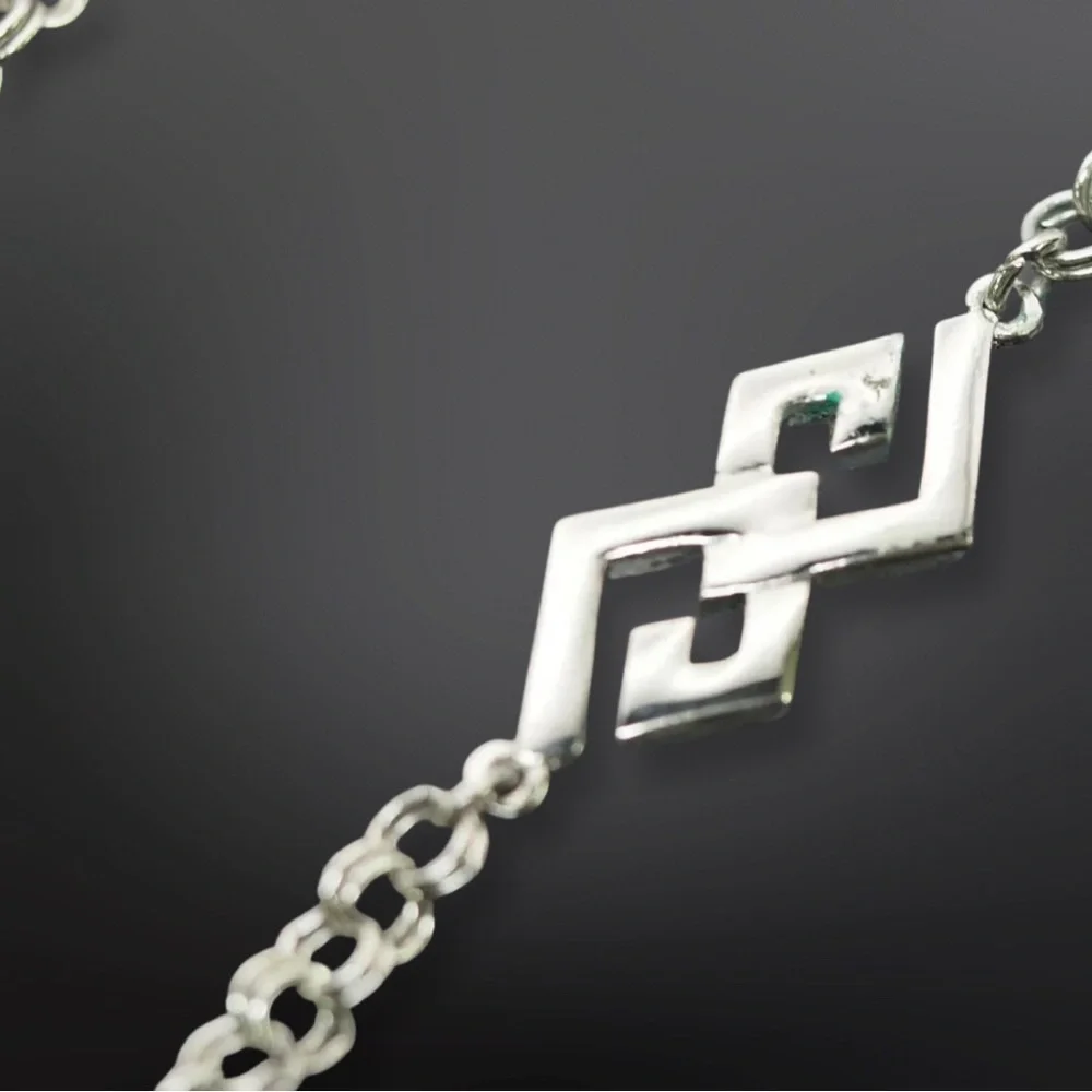 AUTHENTIC VINTAGE GIVENCHY SILVERTONE CHAIN GG CLASP LONG NECKLACE 30" NR - Picture 8 of 12